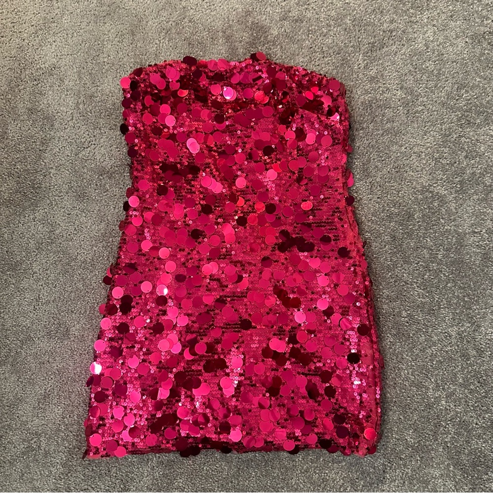 Peppermayo Pink Sequin Embellished Knee-Length Dress
